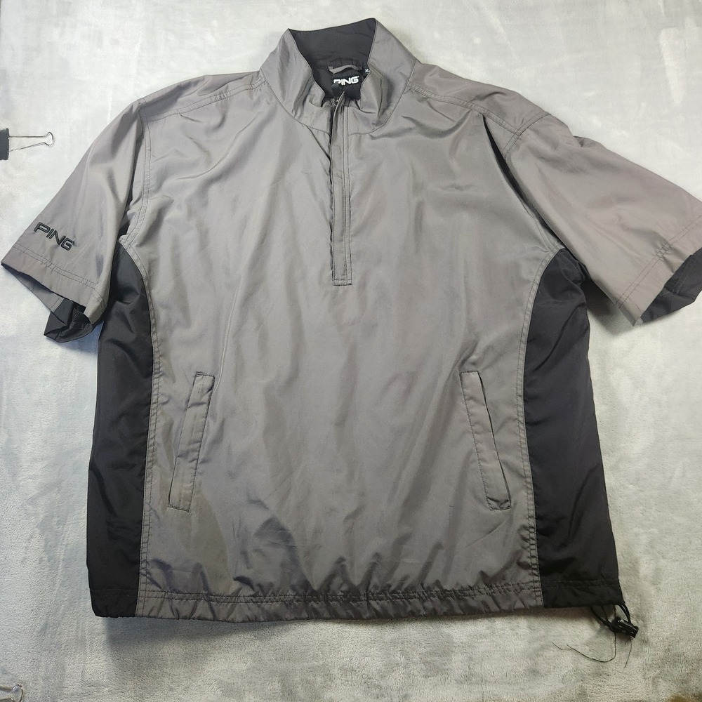 Ping Short Sleeve Pullover Jacket Half Zip Black Medium Vented WindBreaker‎ Golf